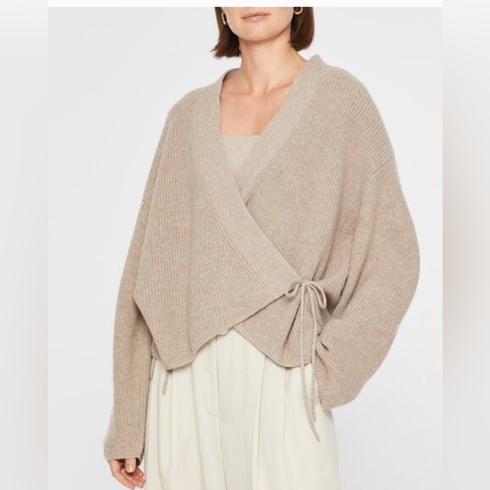 Wrap-Style Womens Sweater Cardigan in Beige